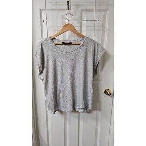 DKNY Heather Grey Silver Studded Dolman Sleeve Tee